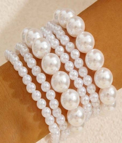 CLASSIC MULTI PEARL BALL BEAD STRETCHABLE BRACELET