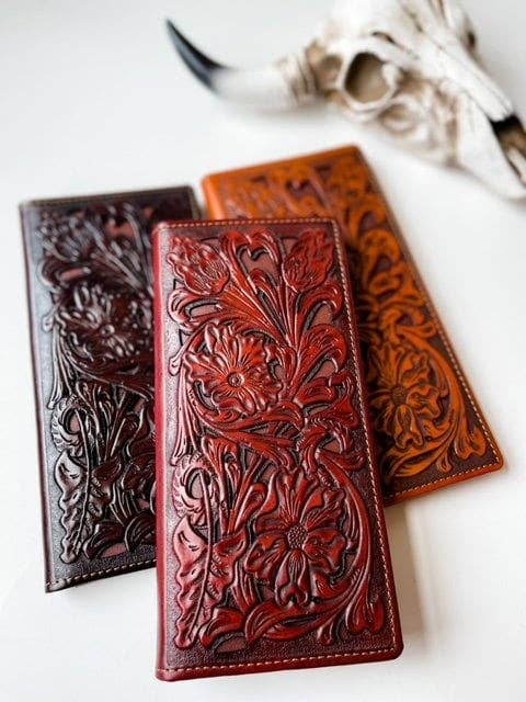 Genuine Tooled Leather Bi-Fold Wallet