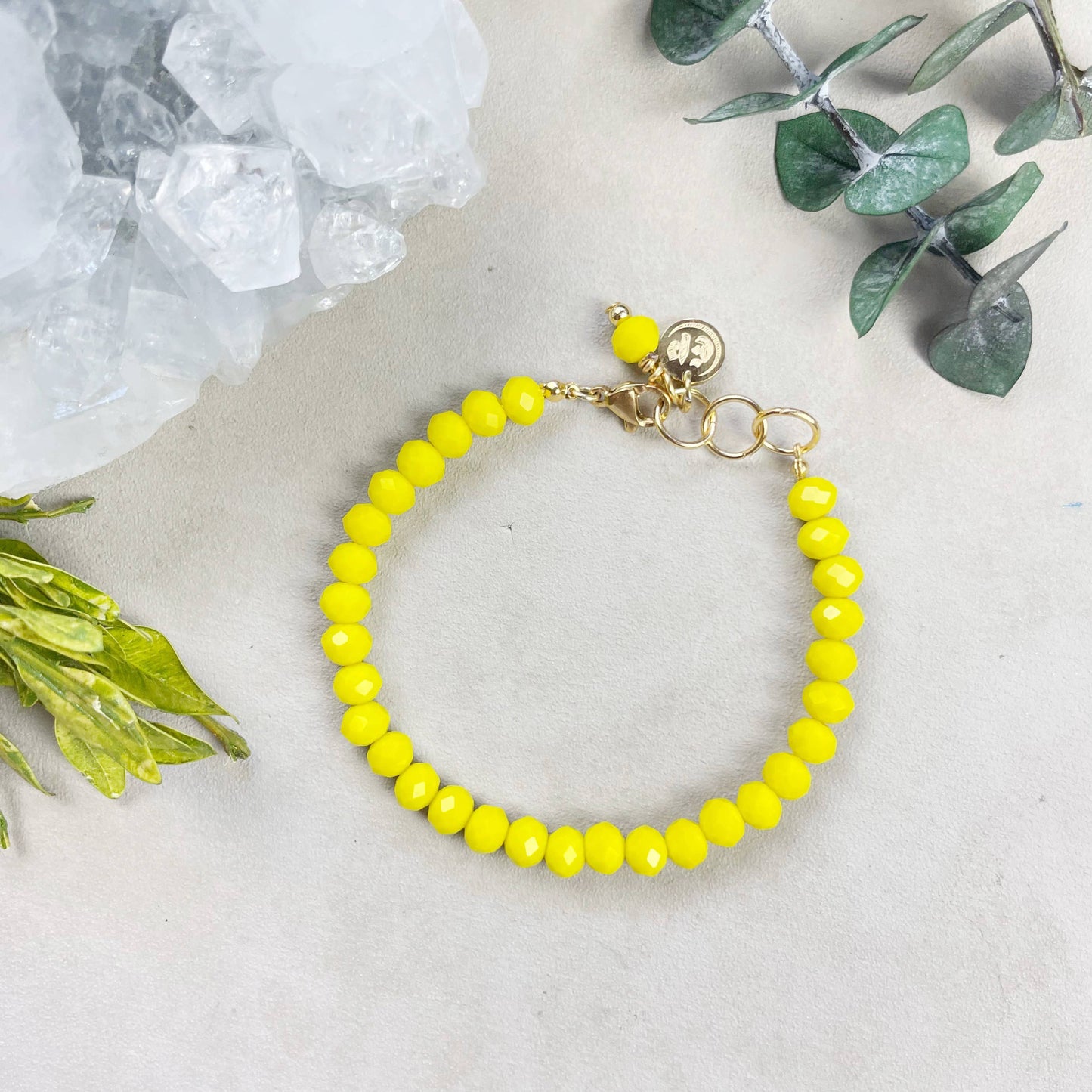 Gloria// Opaque Yellow Crystal Beaded Bracelet