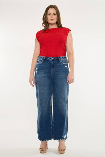 PLUS HIGH RISE WIDE LEG JEANS