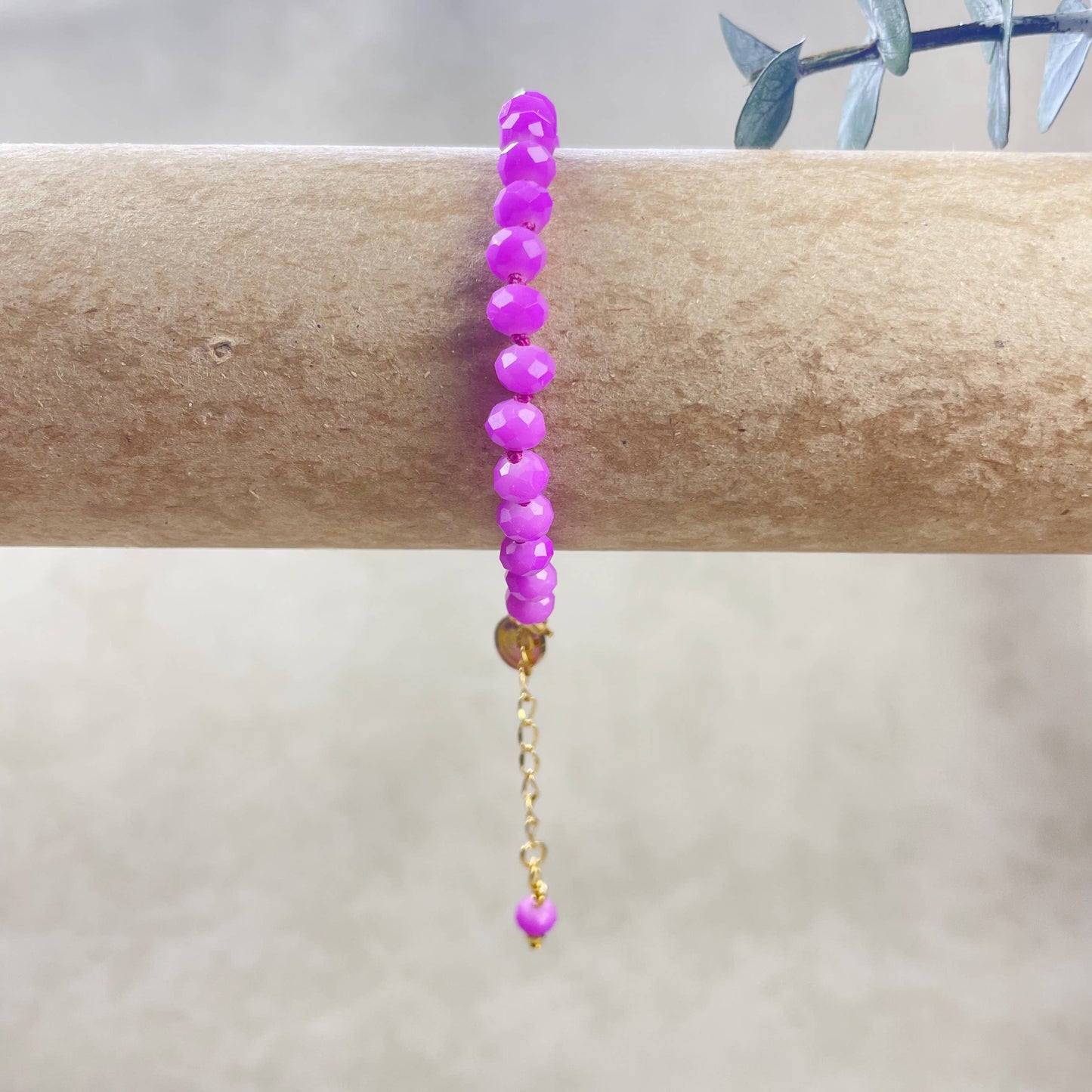 Barb// Purple Neon Crystal Beaded Handknotted Bracelet
