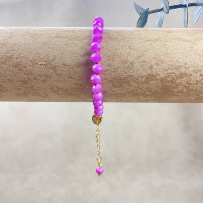 Barb// Purple Neon Crystal Beaded Handknotted Bracelet