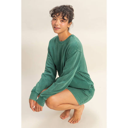 Mineral Washed Oversized Mini Sweatshirt Dress