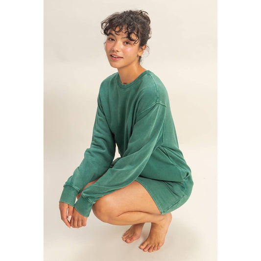 Mineral Washed Oversized Mini Sweatshirt Dress