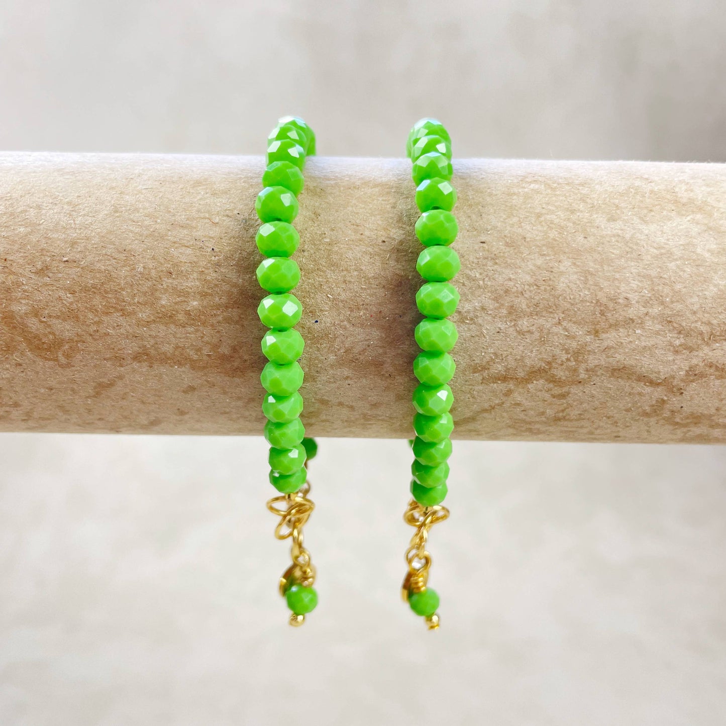 Adjustable Green Crystal Beaded Bracelet