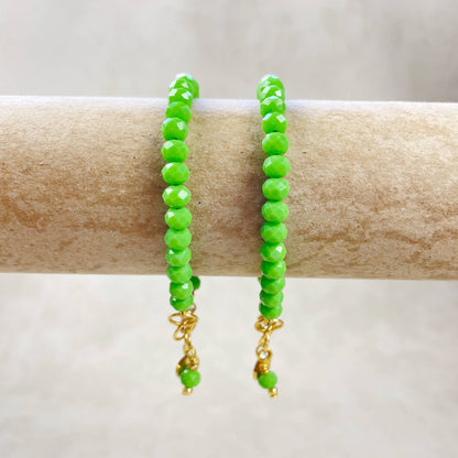 Adjustable Green Crystal Beaded Bracelet