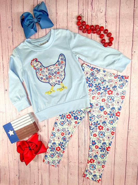 Chicken Applique & Floral Leggings Set: Fall 2025