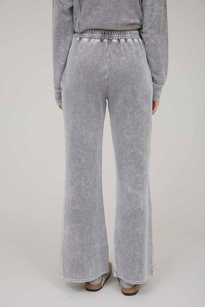 WASHED HIGH WAIST DRAWSTRING LOUNGE PANTS