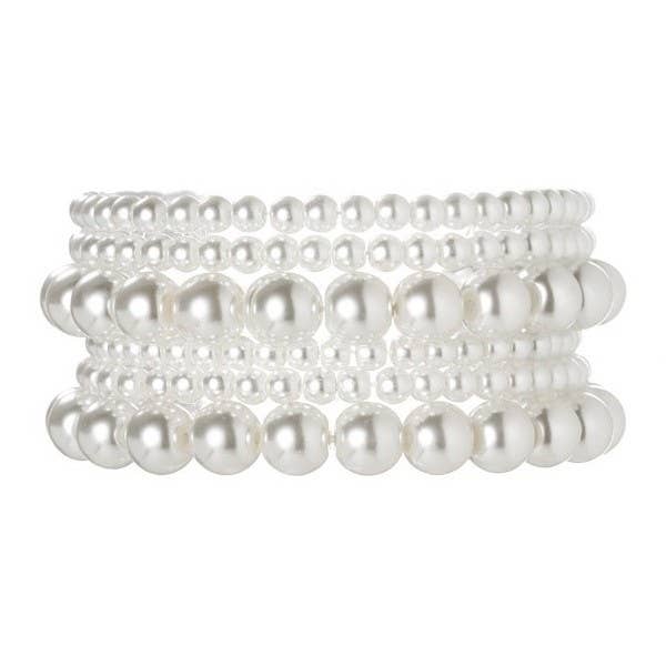 CLASSIC MULTI PEARL BALL BEAD STRETCHABLE BRACELET