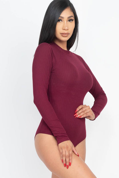 Mock Neck Ribbed Bodysuit
