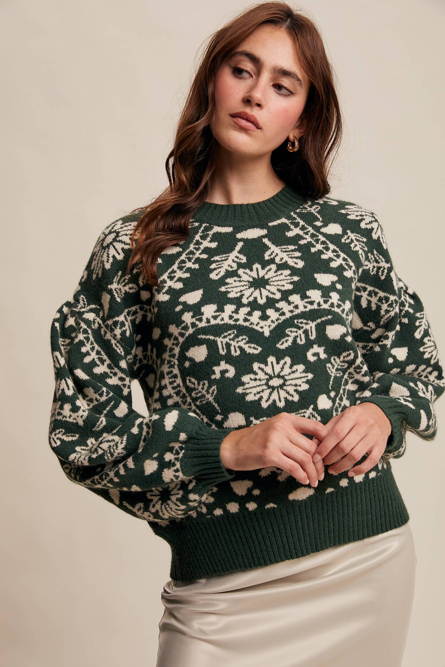 Heart Jacquard Knit Sweater