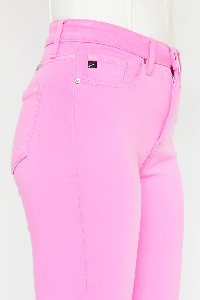 Stretch bootcut pink denim