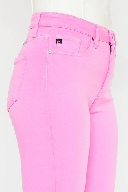 Stretch bootcut pink denim