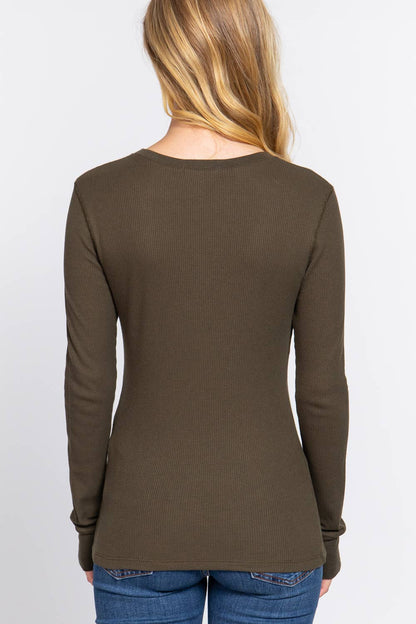 Long Sleeve Crew Neck Thermal Knit Top