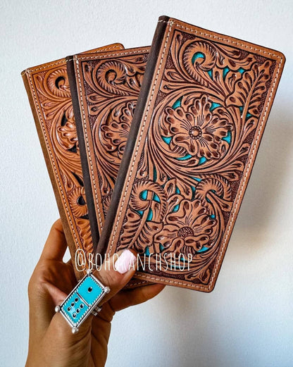 Western Genuine Tooled Leather Bi-Fold Wallet 
