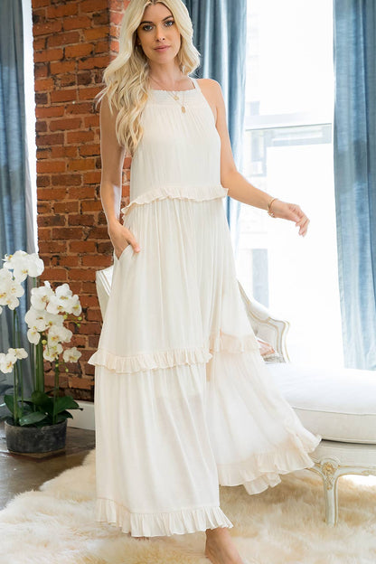 SMOCKED HALTER DRESS