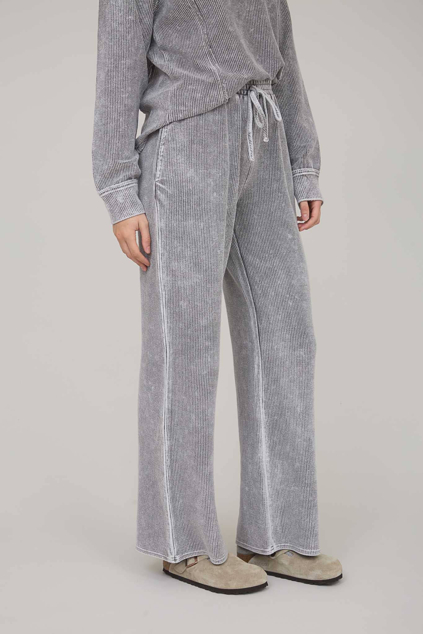WASHED HIGH WAIST DRAWSTRING LOUNGE PANTS