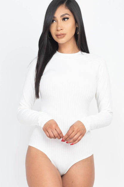 Mock Neck Ribbed Bodysuit