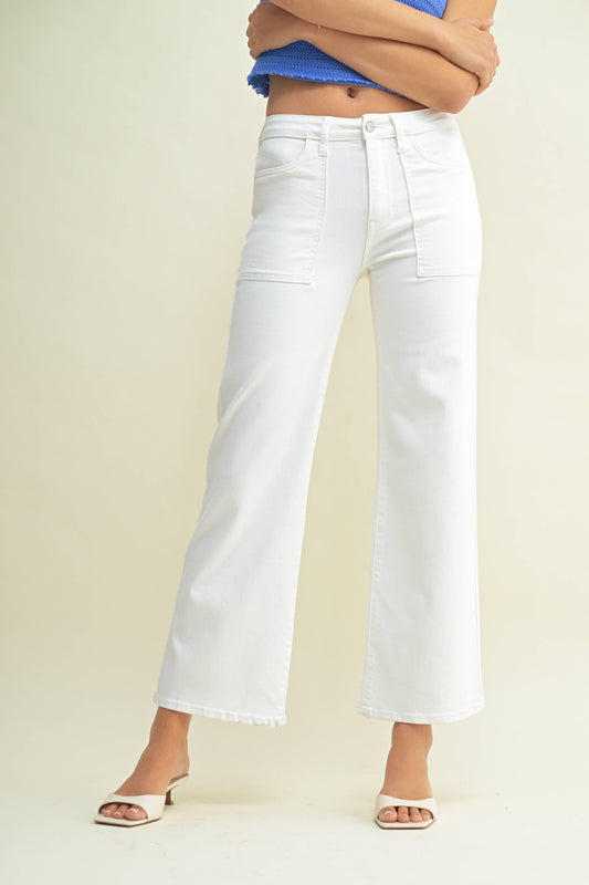 White Utility Pocket Relaxed Jean