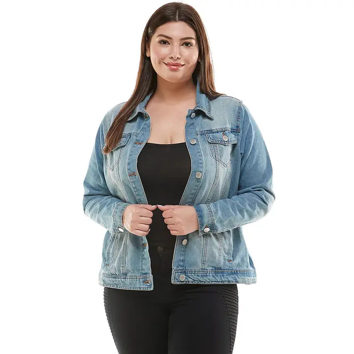 Plus Size Trucker Denim Jacket