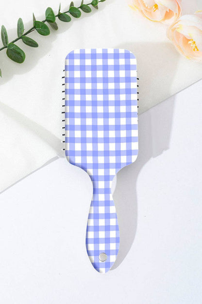 Gingham Pattern Paddle Hairbrush