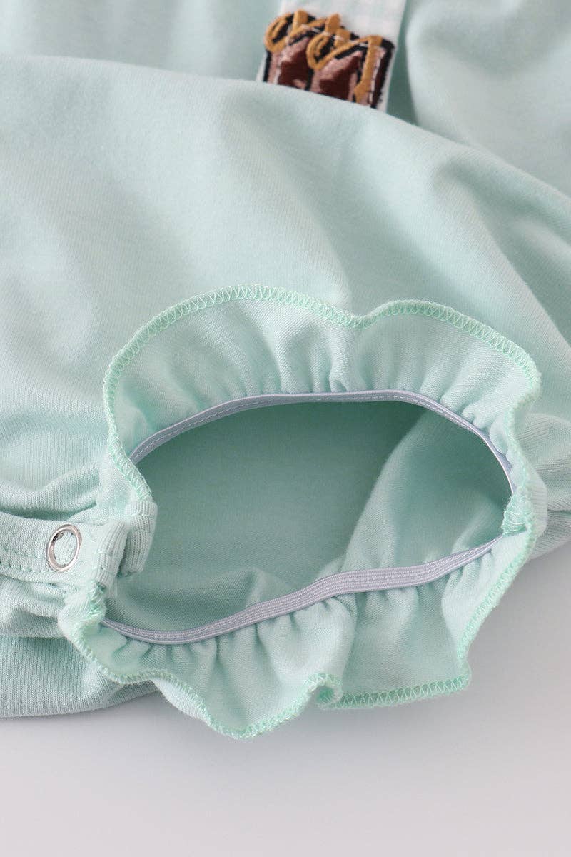 Blue boots embroidery ruffle bubble