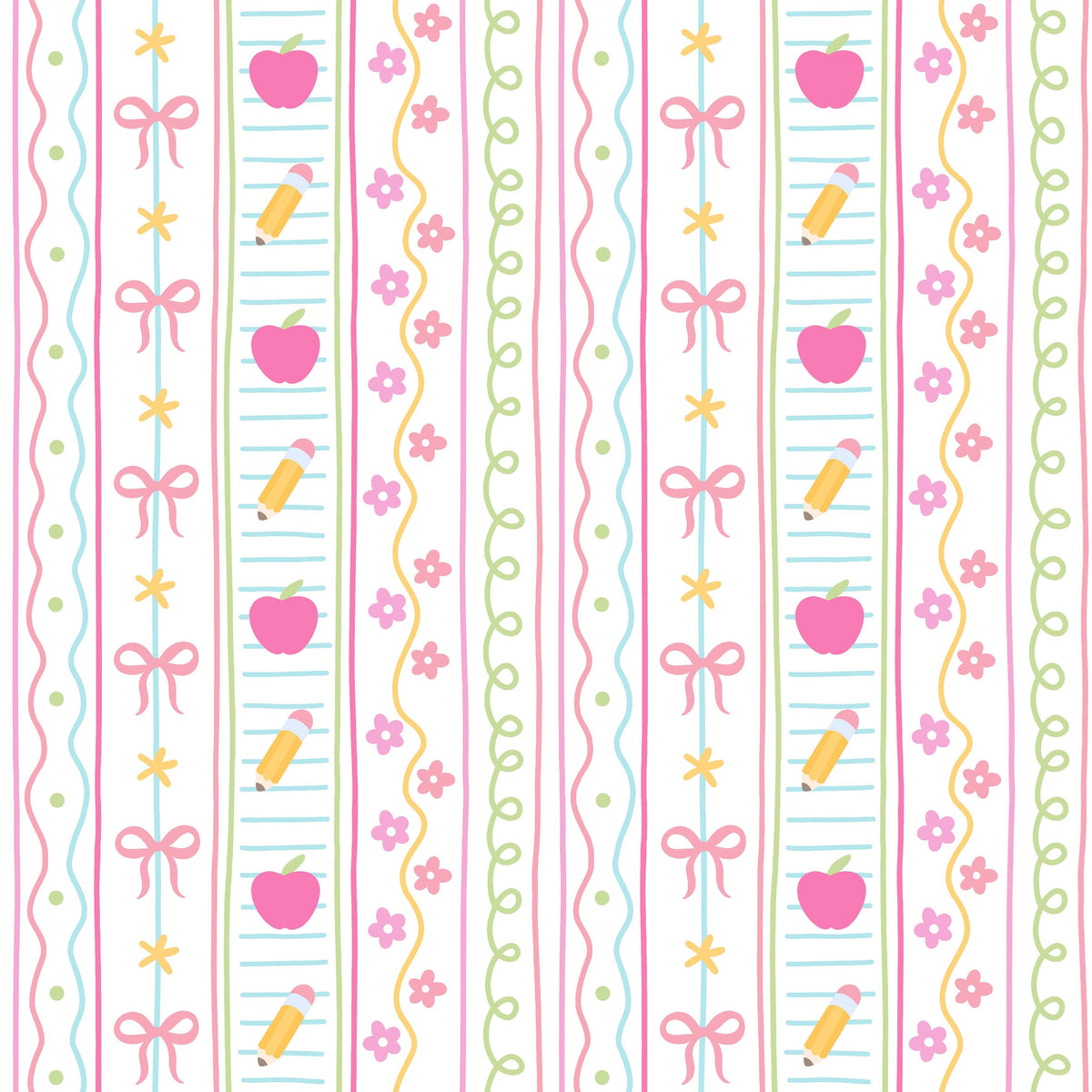 Teacher Stripes with Pink Bow Koozie