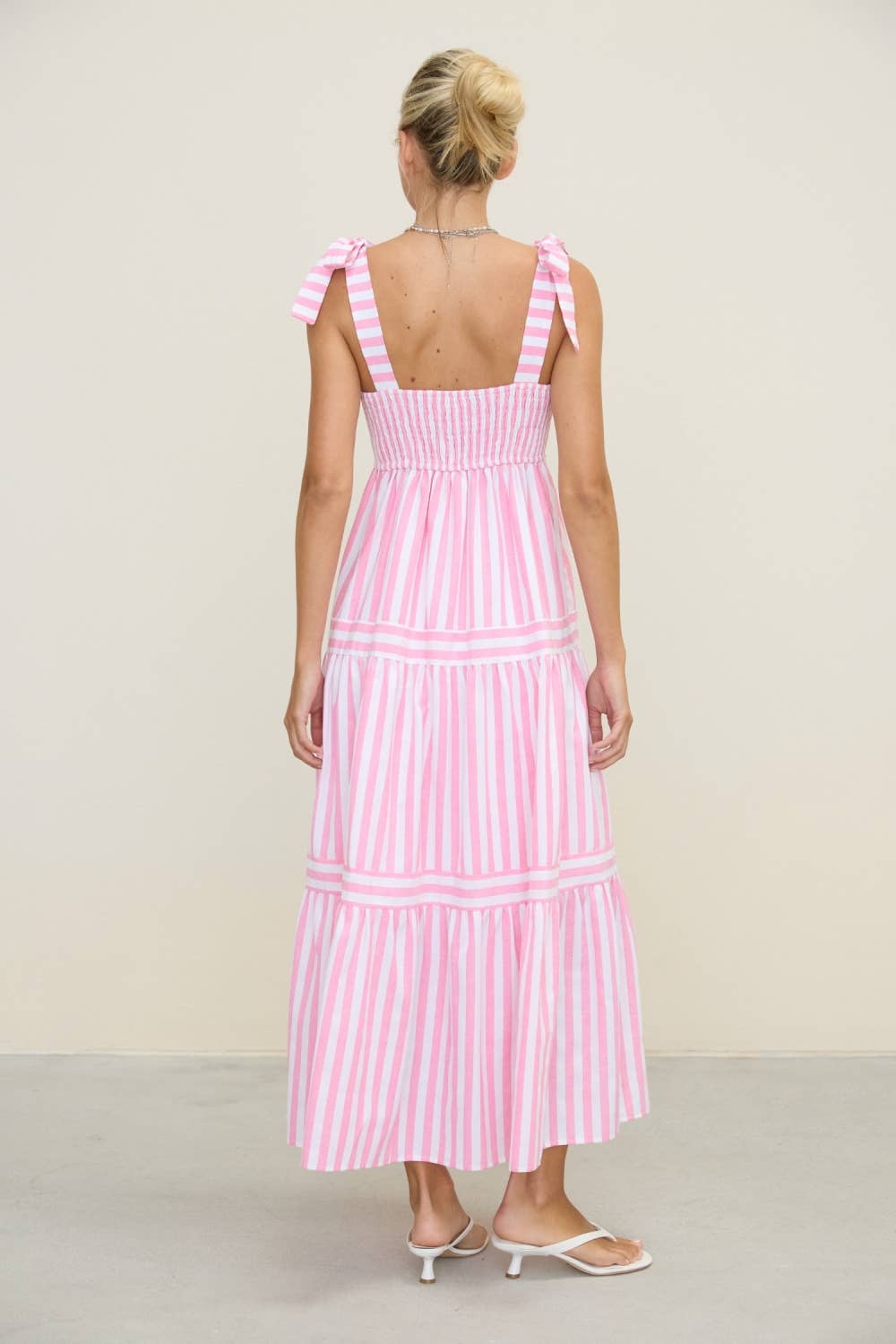 STRIPE TIE MIDI DRESS