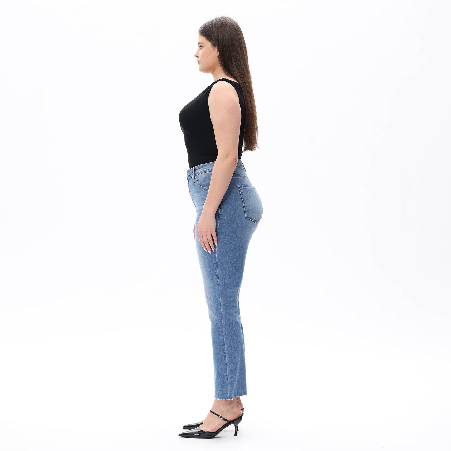 Plus Size Mid Rise Bootcut Ankle Denim Jeans OSF1138-P