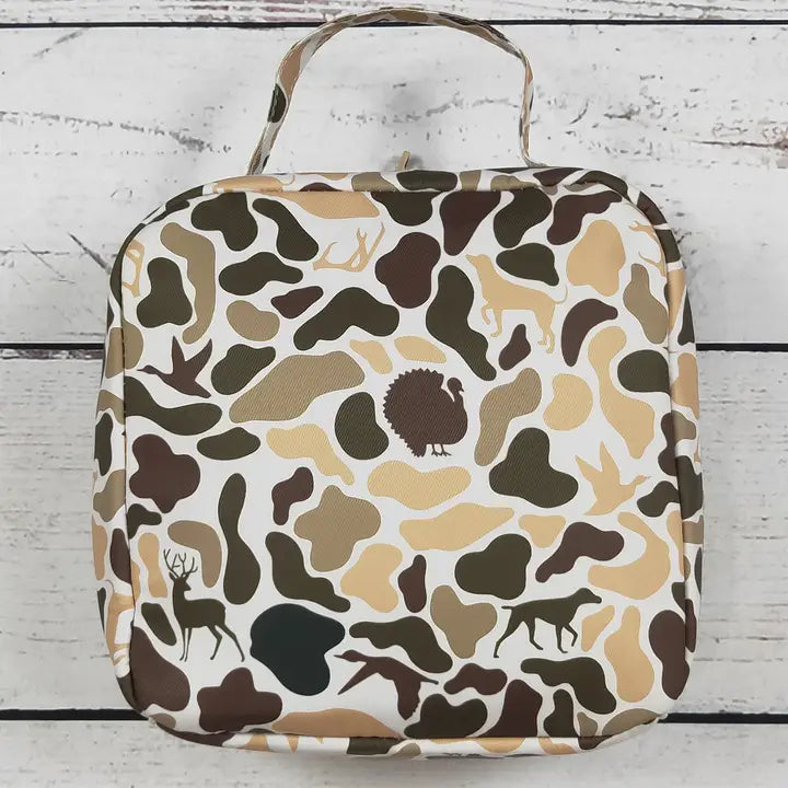 Camouflage Hunting Printed Canvas Lunch Boxes Bag