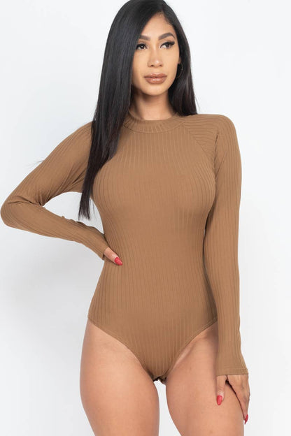 Mock Neck Ribbed Bodysuit