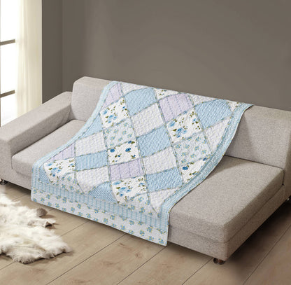 "Garden of Blues"  Quilted Throw Blanket 50"x60"