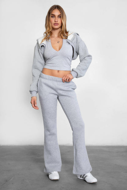 JIYA Essential Fleece Flare Sweat Pants Stretch Waistband