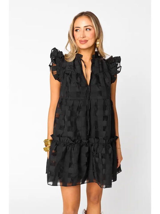 Aubrey Checkered Ruffle Dress