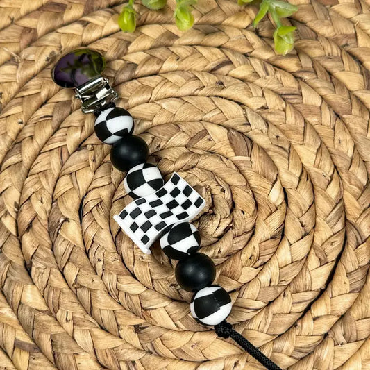 Checkered Flag Pacifier Clip