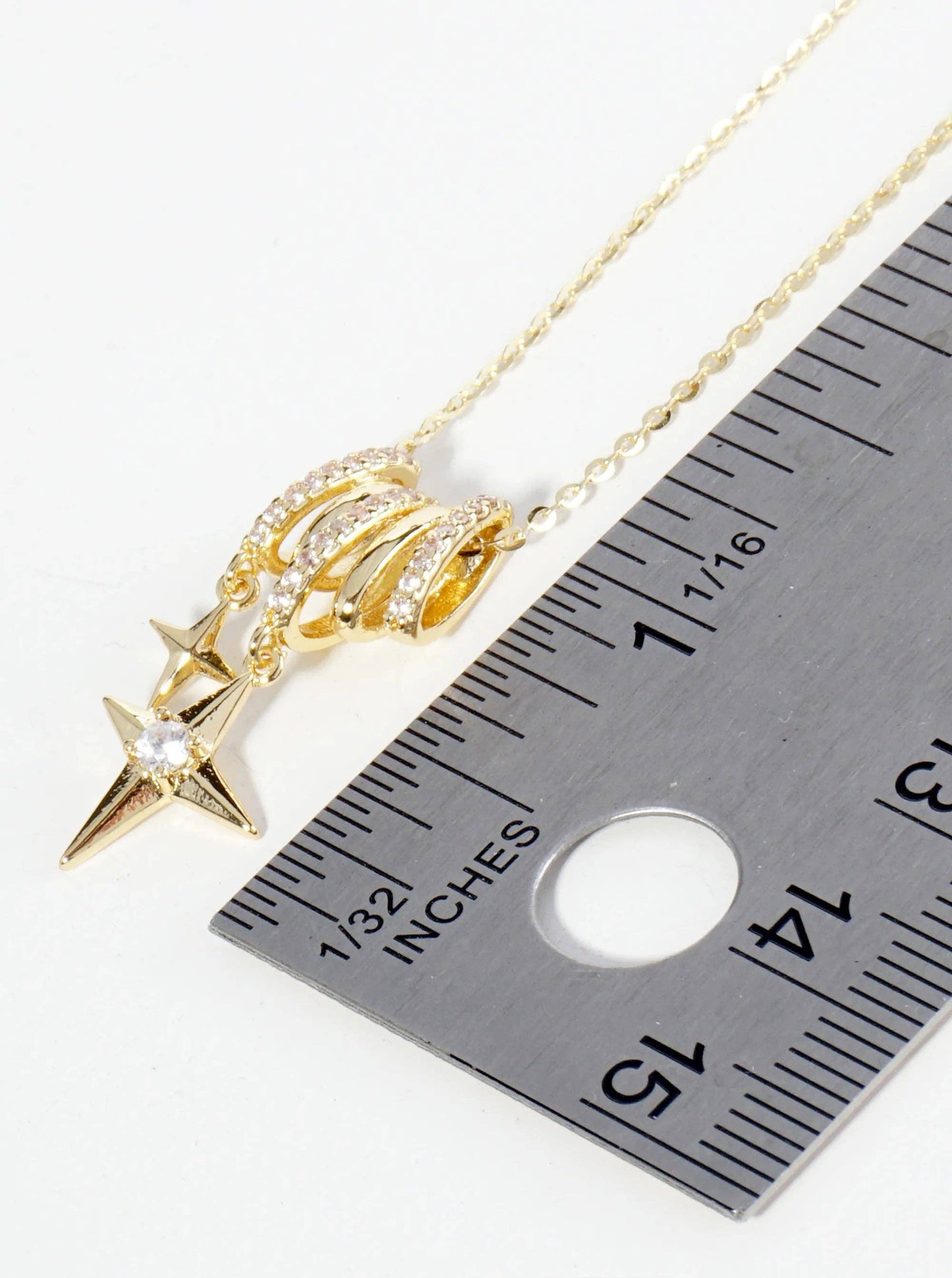18K Gold Starlight Cubic Zirconia Drop Pendant Necklace