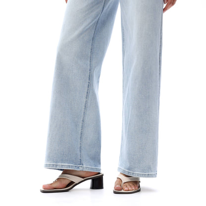 Mid Rise Wide Leg Jeans Relaxed Distressed Denim BG8001