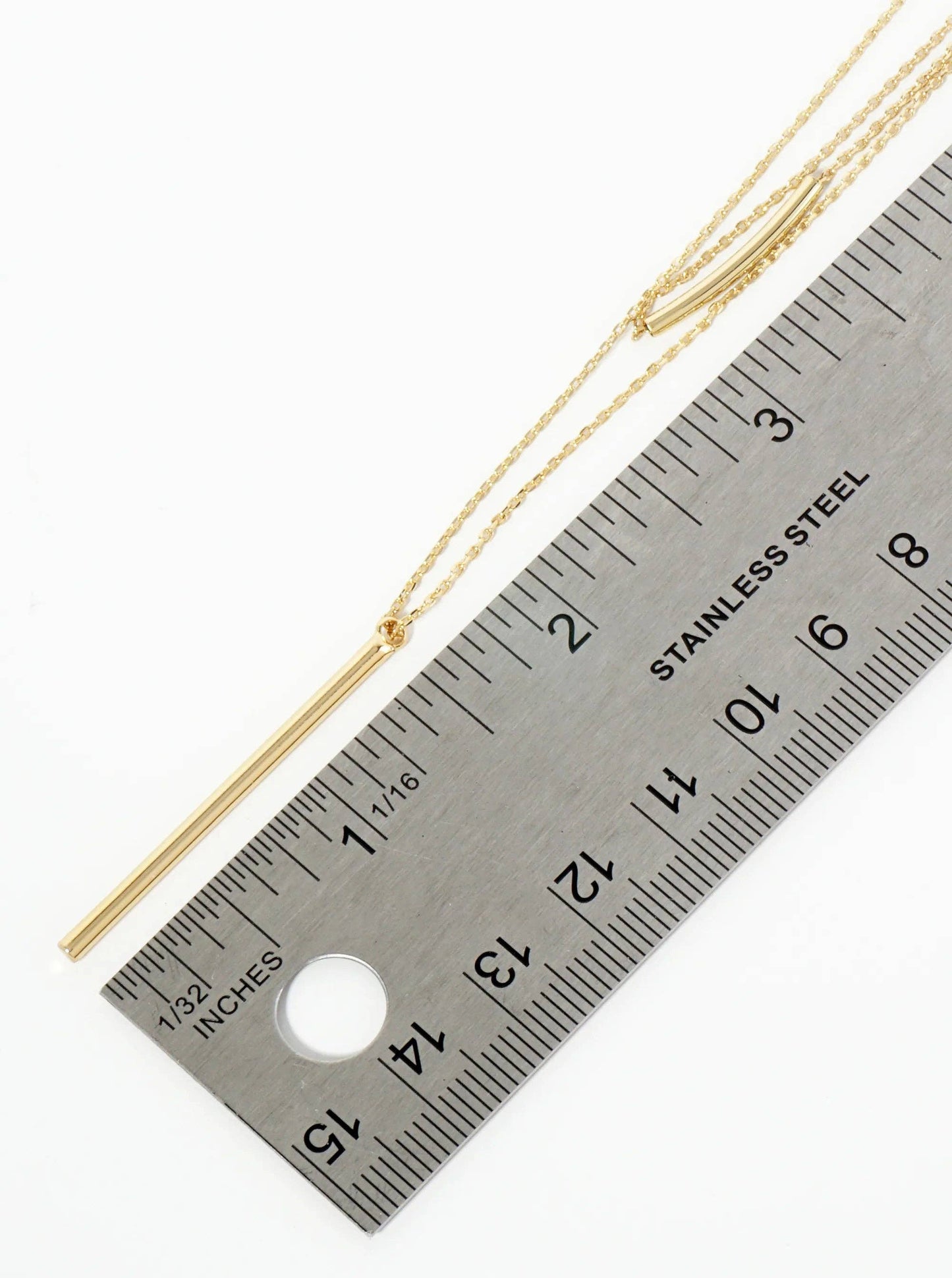 18K Gold Dipped Polished Vertical Bar Layered Necklace