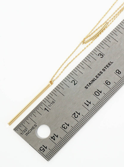18K Gold Dipped Polished Vertical Bar Layered Necklace