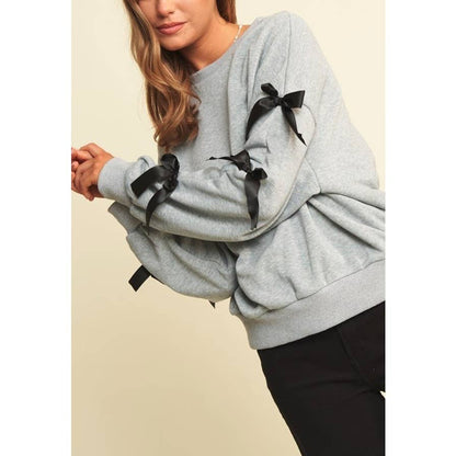 BOW SLEEVE LOOSE FIT PULLOVER TOP