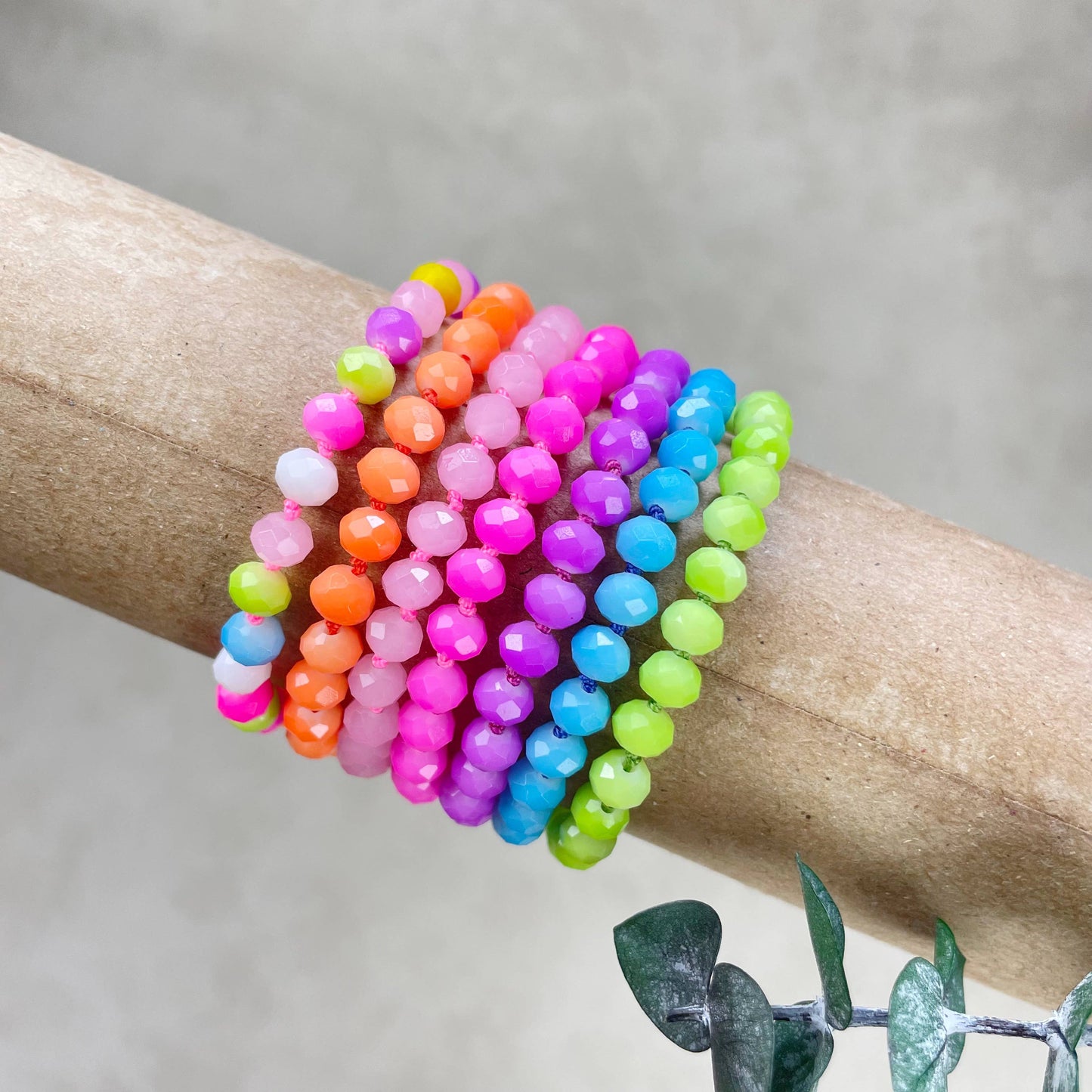 Barb// Purple Neon Crystal Beaded Handknotted Bracelet