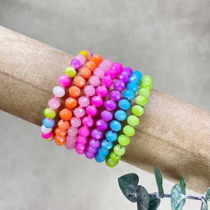 Barb// Purple Neon Crystal Beaded Handknotted Bracelet