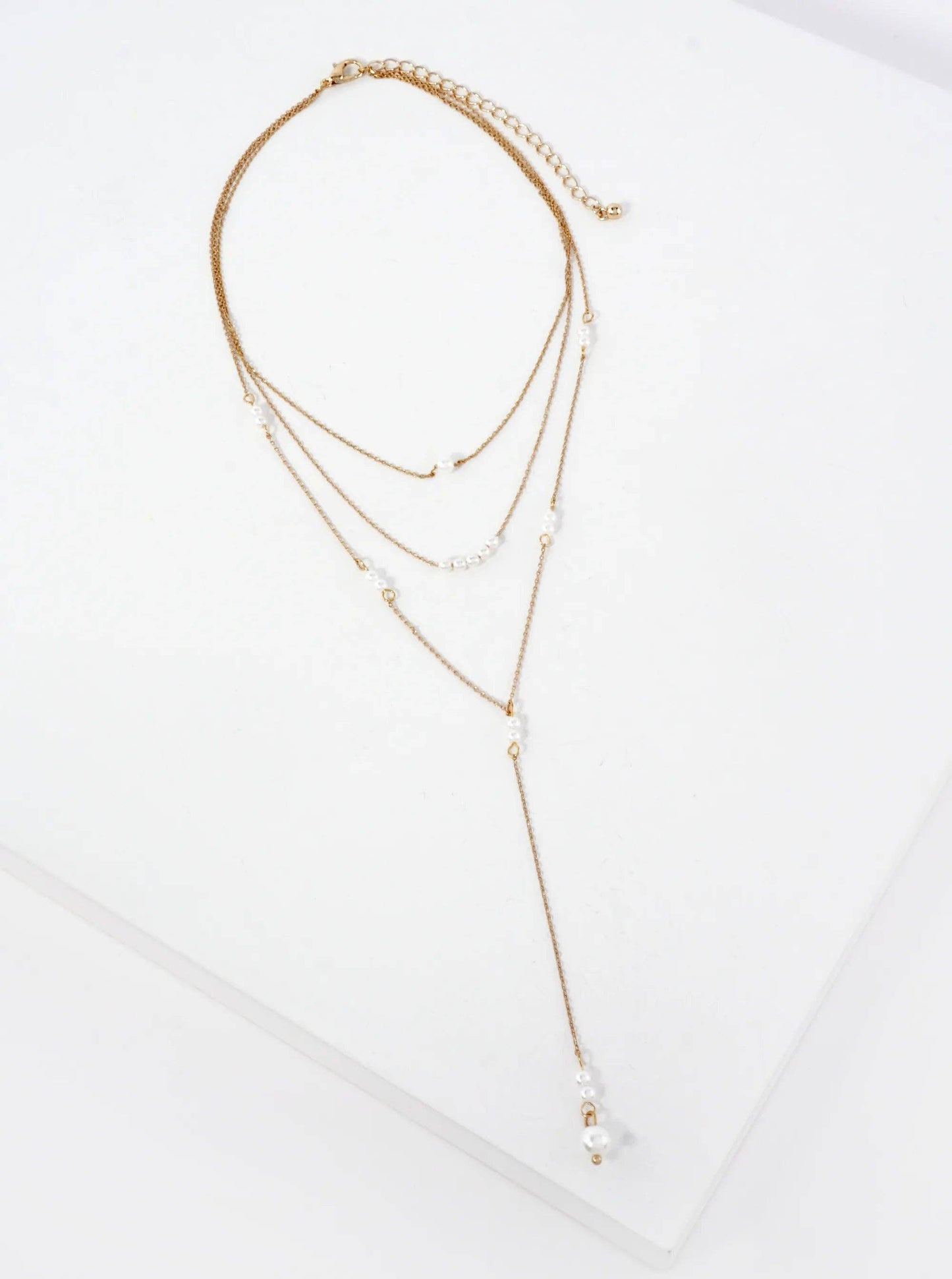 Multi Layer Y Shaped Necklace With Pearls