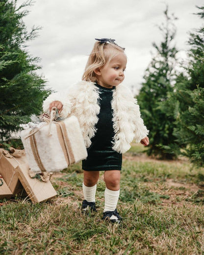 Mommy and Me Fatima Faux Shag Layered Jacket - Ivory