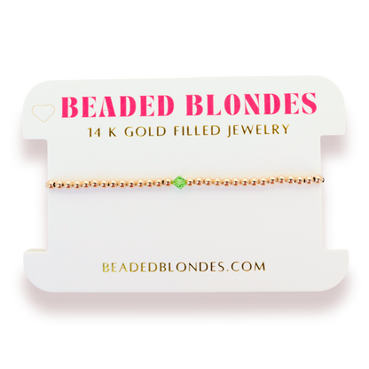 August: Peridot Birthstone Swarovski Crystal Bracelet