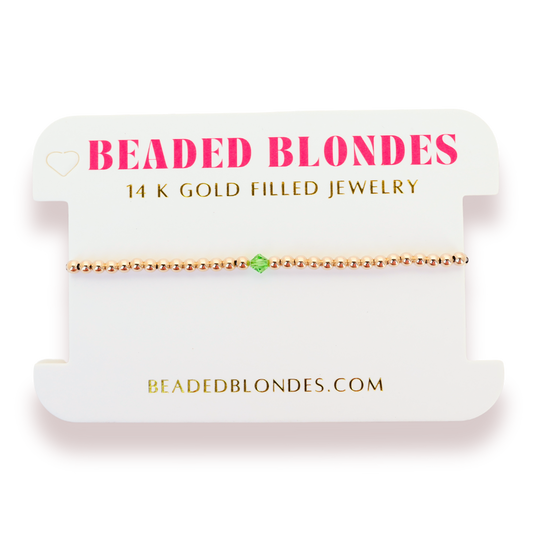 August: Peridot Birthstone Swarovski Crystal Bracelet