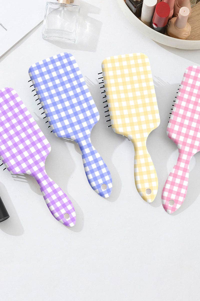 Gingham Pattern Paddle Hairbrush