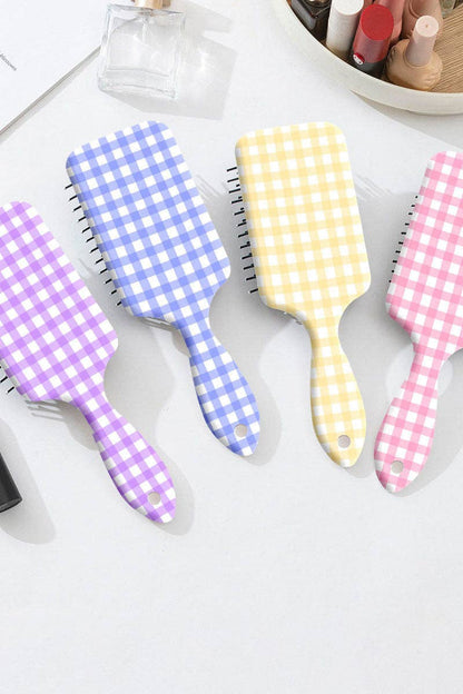 Gingham Pattern Paddle Hairbrush