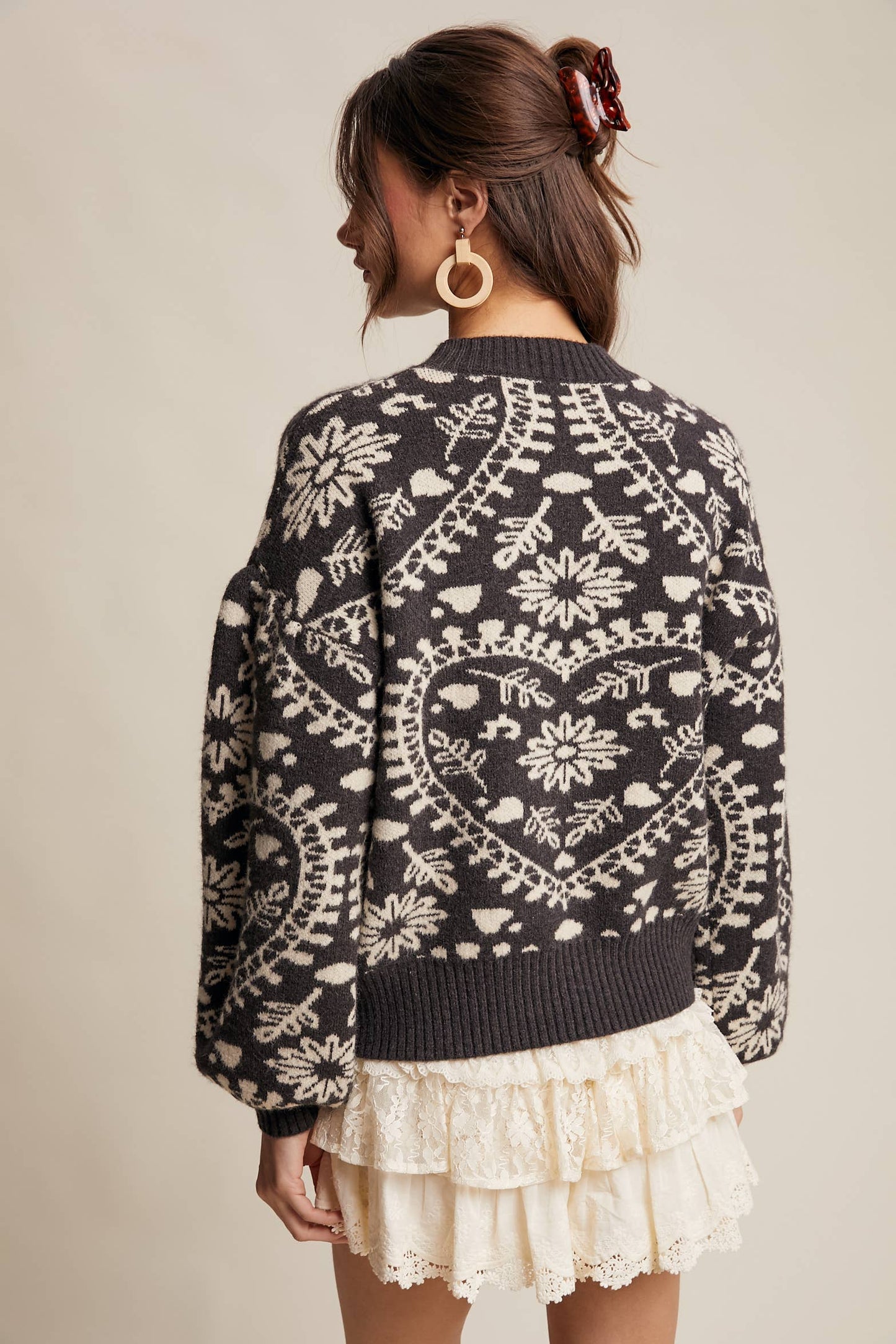 Heart Jacquard Knit Sweater