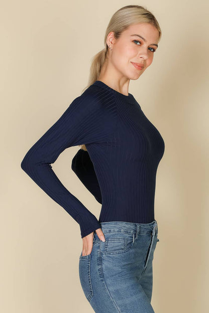 Mock Neck Ribbed Bodysuit